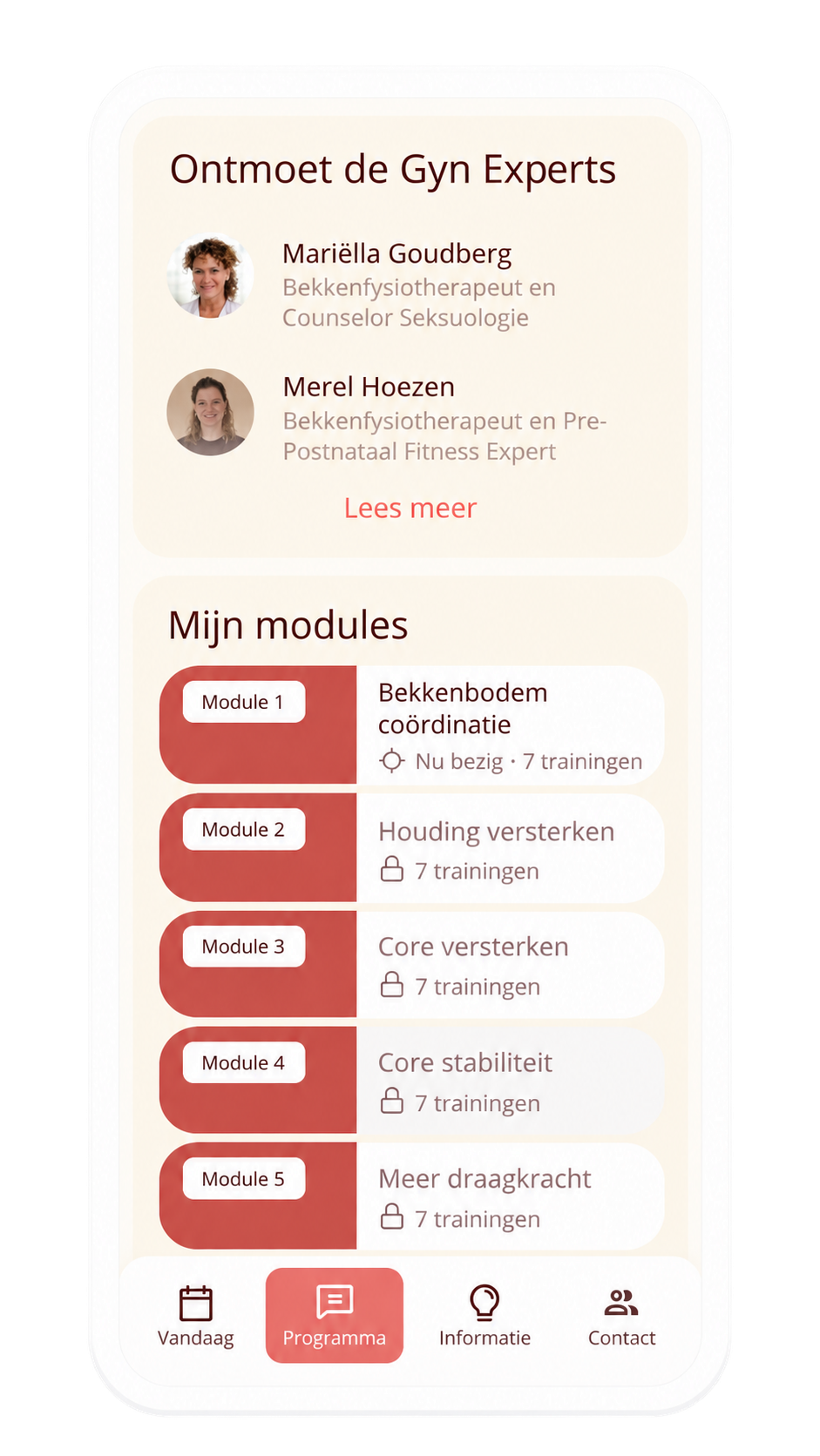 screen programma overzicht GYN